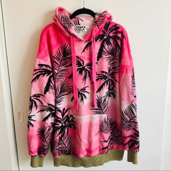 Pam & Gela Tops - Pam & Gela Tropical Pink Oversized Hoodie